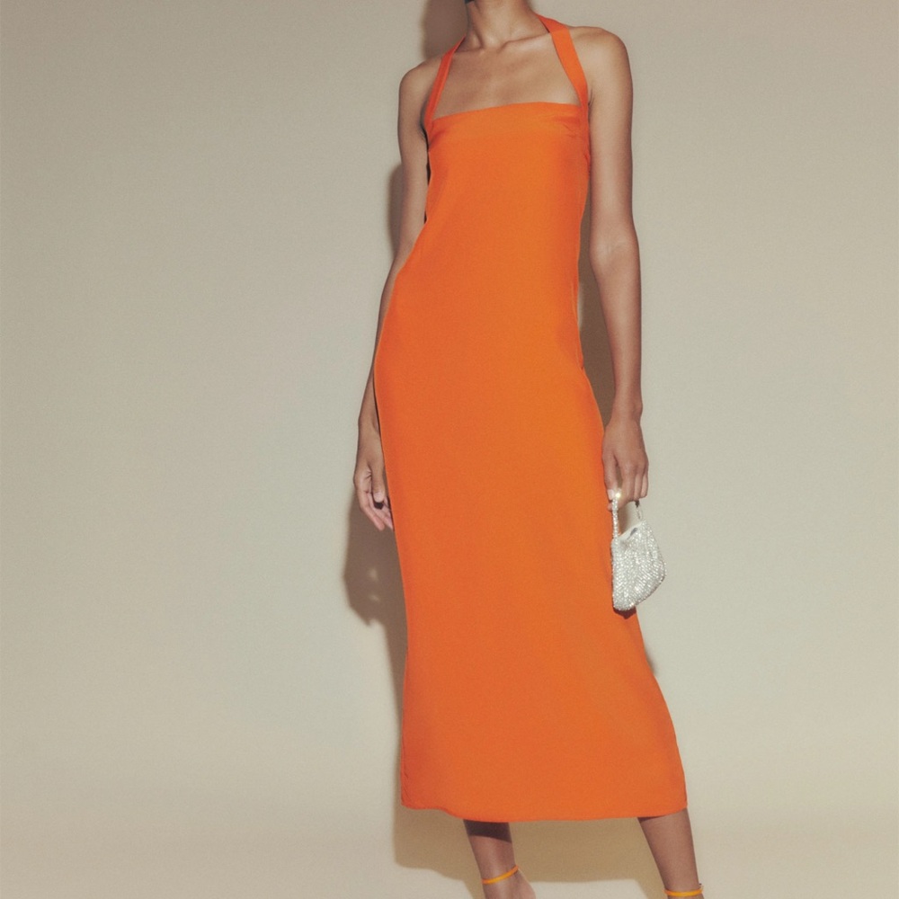 Reformation Strapless Orange Dress